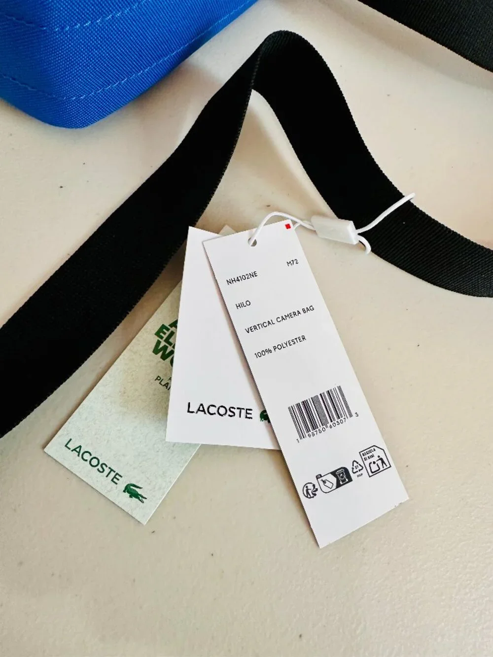 LACOSTE NEOCROC HILO BLUE VERTICAL CAMERA CROSSBODY BAG UNISEX